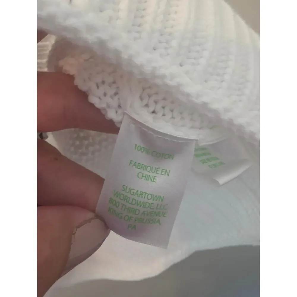 Lilly Pulitzer White Cotton Chunky Knit Pullover Sweater Large